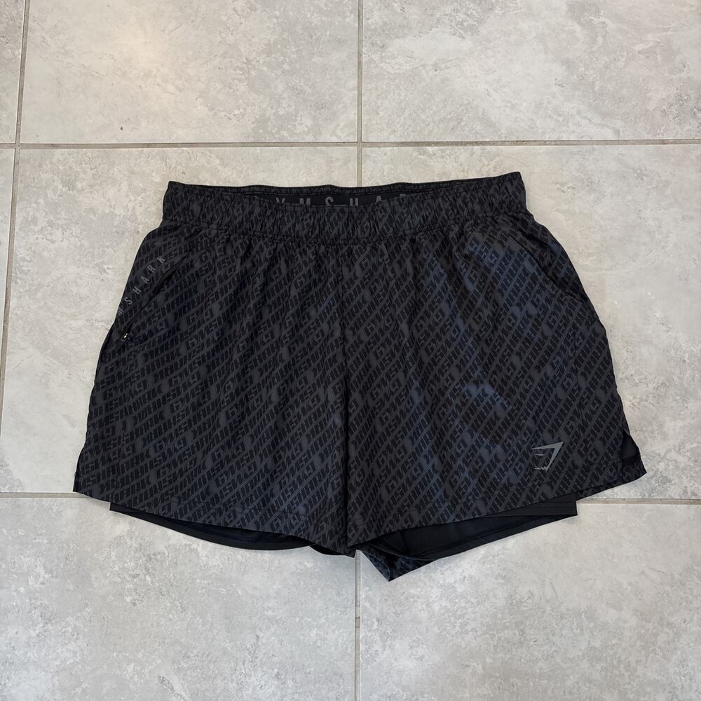 Gymshark Sport 5" 2-in-1 Shorts in Asphalt Gray/Black Men’s Sz 3XL Pockets Lined
